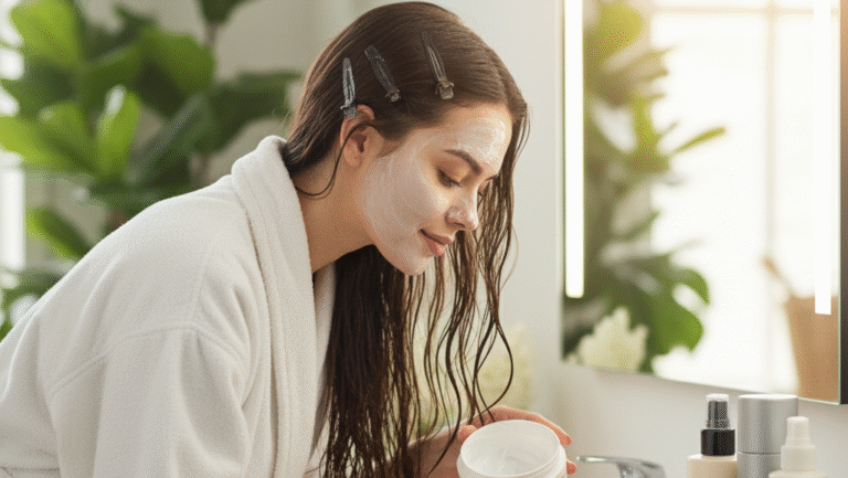 Obraz pokazujący osobę robiącą botoks na włosy w domu